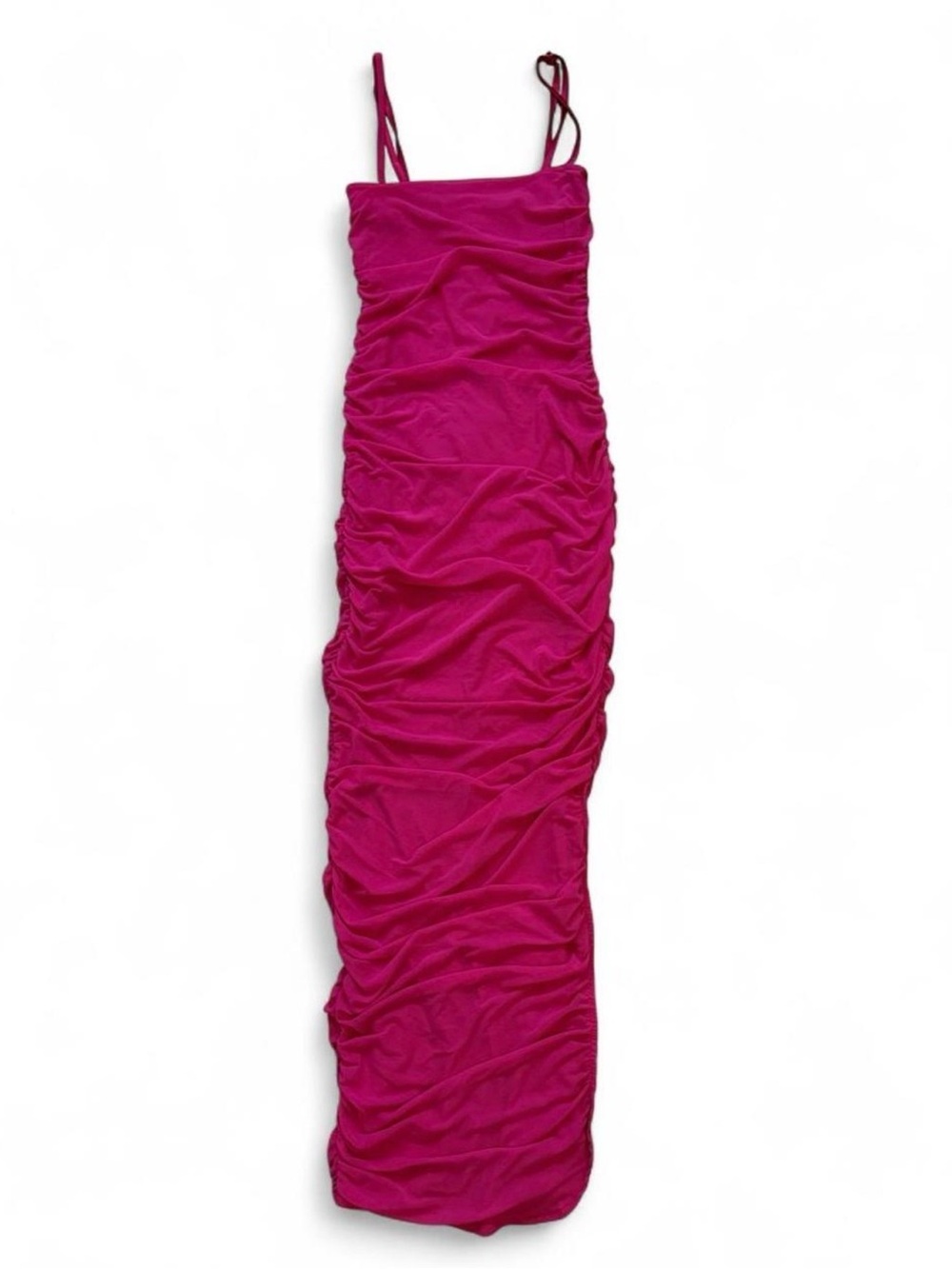 Fashion Nova Hot Pink Ruched Maxi Dress